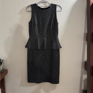 Ann Taylor Sleeveless Peplum Dress Herringbone
